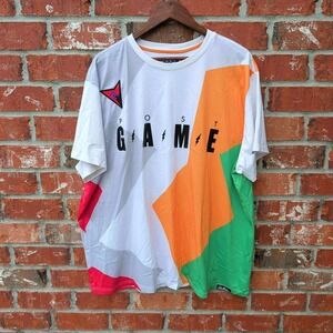 Post Game T-Shirt Men 4XL White Orange Green Colorblock Jersey Style 13 Graphic